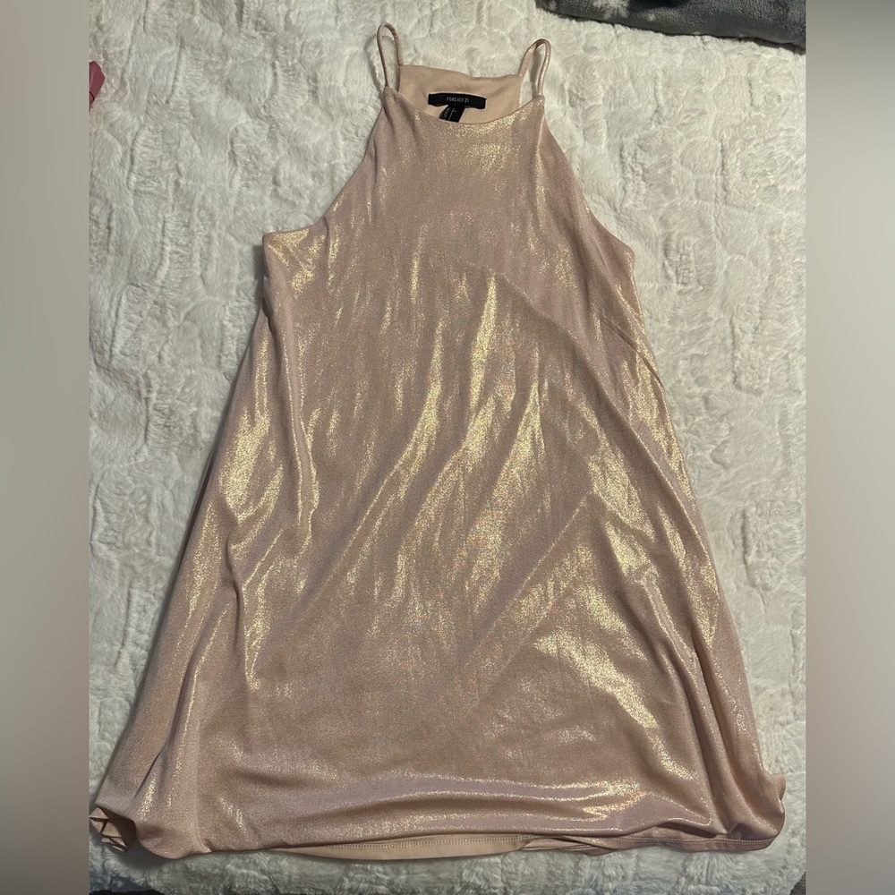 Forever 21 blush iridescent halter dress